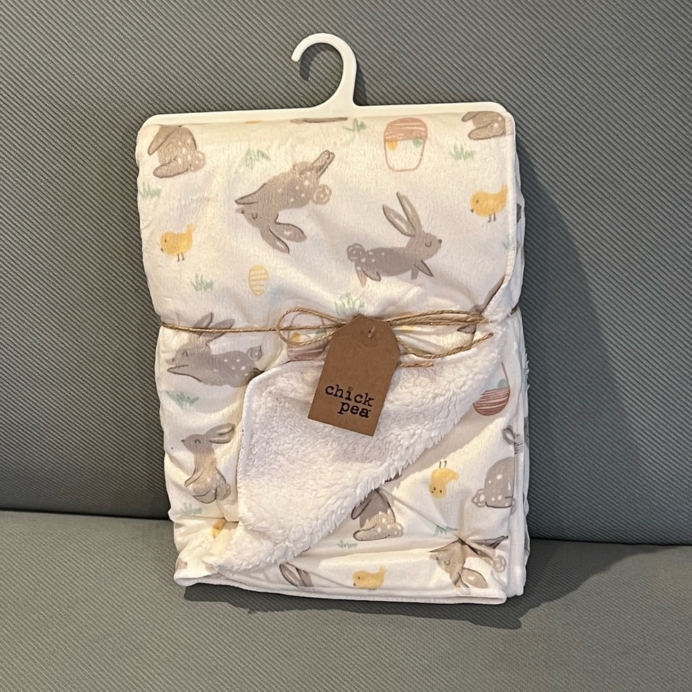 Chick Pea Bunny Easter Egg Chick Plush Baby Blanket Cream Sherpa New